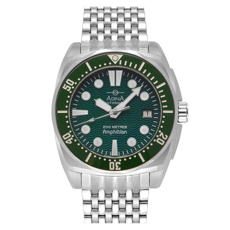 Adina Amphibian Automatic Dive Watch Stainless Steel Green Dial - CT112S7XB