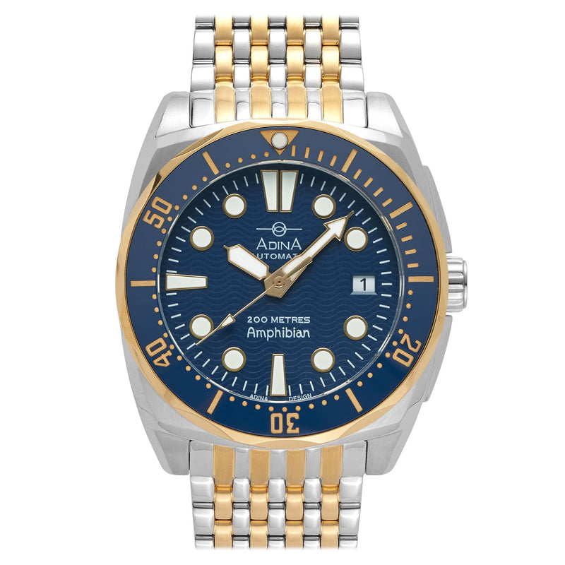 Adina Amphibian Automatic Dive Watch T/Tone Gold Plated Blue Dial - CT112T6XB
