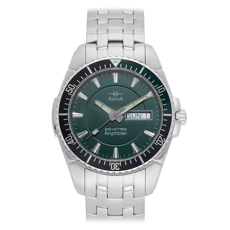 Adina Amphibian Dive Watch Stainless Steel Green Dial - NK167V7AXB