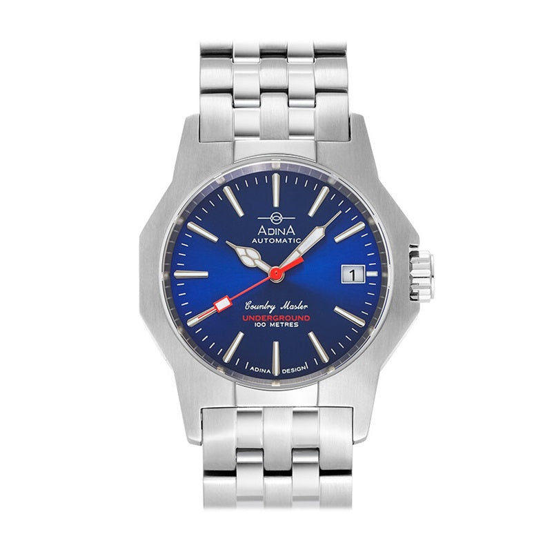 Adina Automatic Underground Country Master Work Watch Stainless Steel Blue Dial - NK151S6XB
