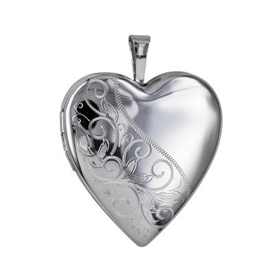 Parrys Jewellers Sterling Silver Half Engraved Heart Locket