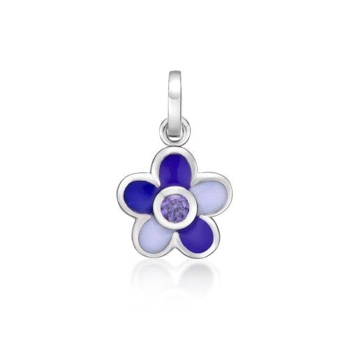 Parryus Jewellers Sterling Silver Purple Stone CTR Enamel Flower