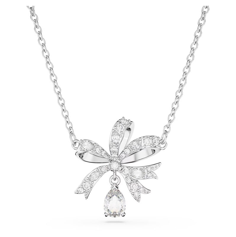 Swarovski Volta Necklace Bow, Small, White, Rhodium Plated 5647583