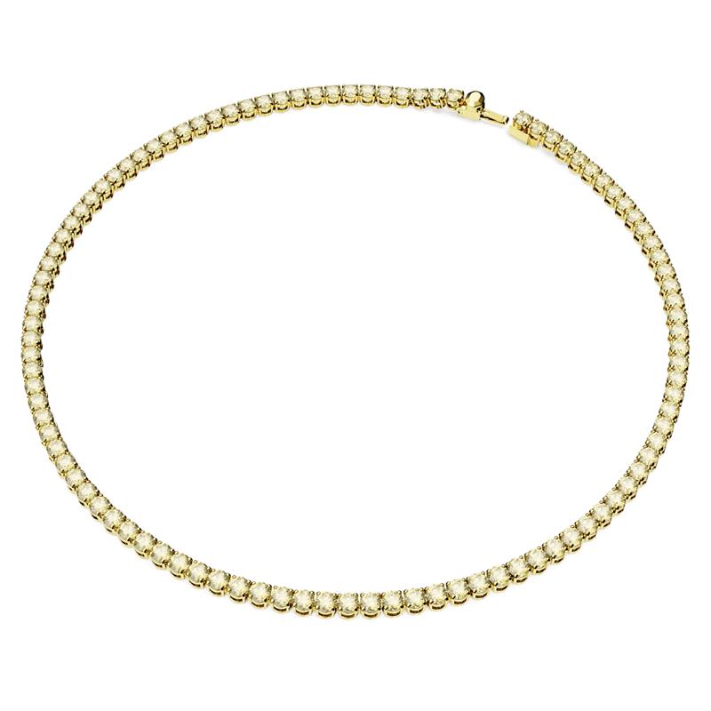 Swarovski Matrix Tennis necklace Round cut, Small, Yellow, Gold-tone plated 5661191