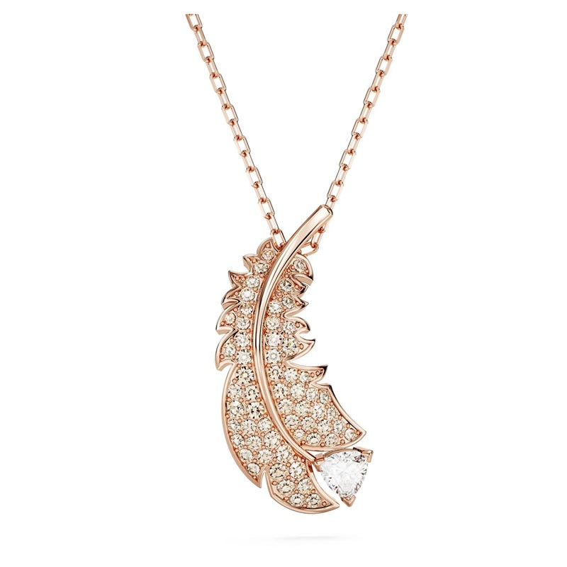 Swarovski Nice pendant Feather Rose gold-tone plated 5663483