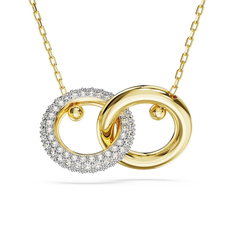 Swarovski Dextera pendant, Interlocking loop, White, Gold-tone plated 5668820