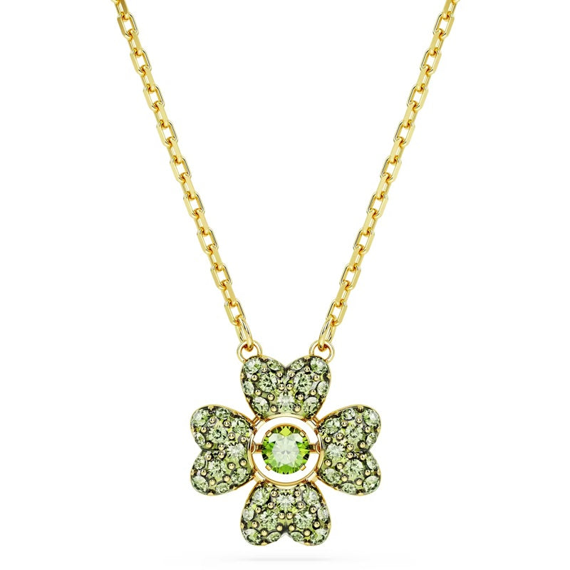 Swarovski Idyllia pendant, Clover, Green, Gold-tone plated 5671144
