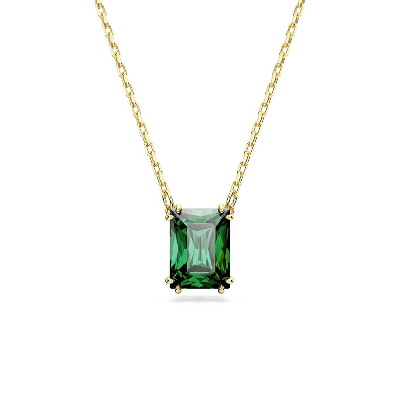 Swarovski Matrix pendant, Rectangular cut, Green, Gold-tone plated 5677141