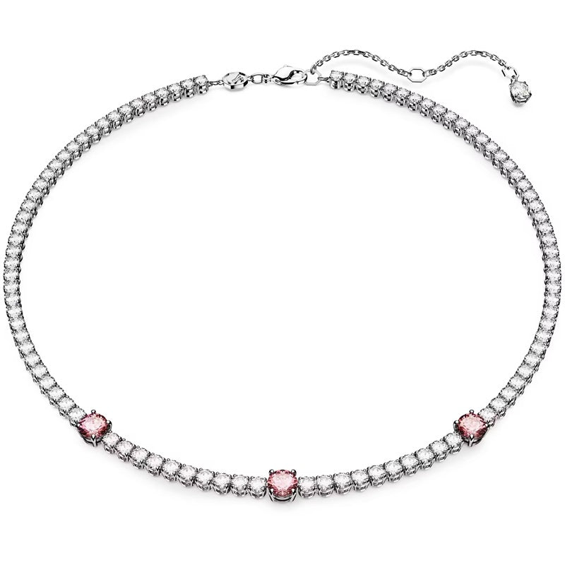 Swarovski Matrix Tennis necklace, Mixed cuts, Pink, Rhodium plated 5666165