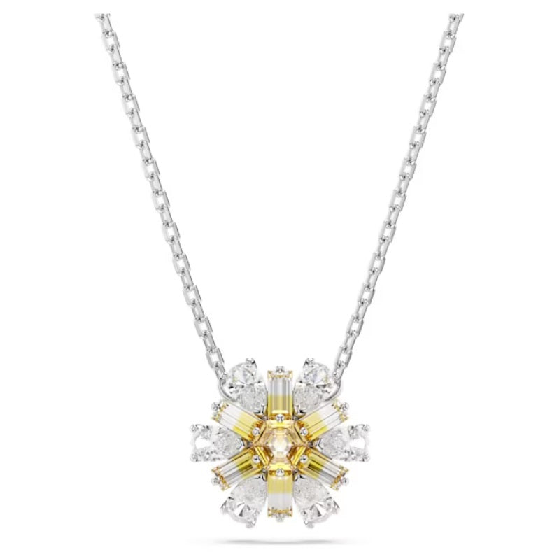 Swarovski Idyllia pendant Flower, Yellow, Rhodium plated 5679939