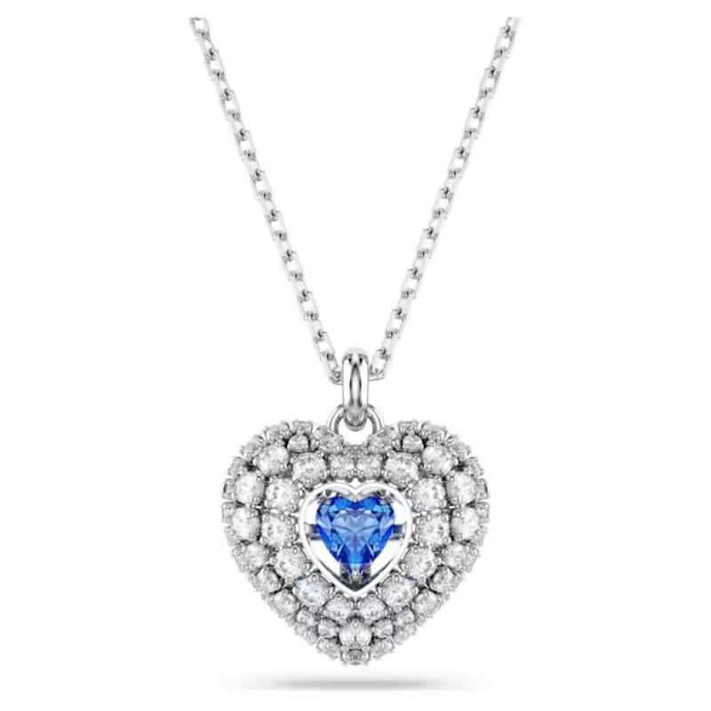 Swarovski Hyperbola pendant Heart, Blue, Rhodium plated 5680403