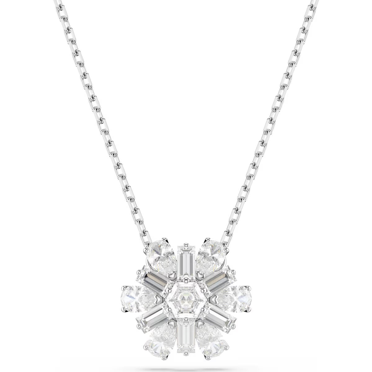 Swarovski Idyllia pendant Snowflake, White, Rhodium plated 5691484
