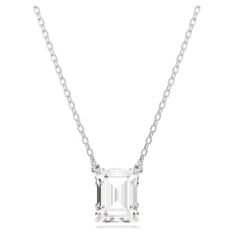 Swarovski Stilla Pendant Octagon cut, White, Rhodium plated 5693405