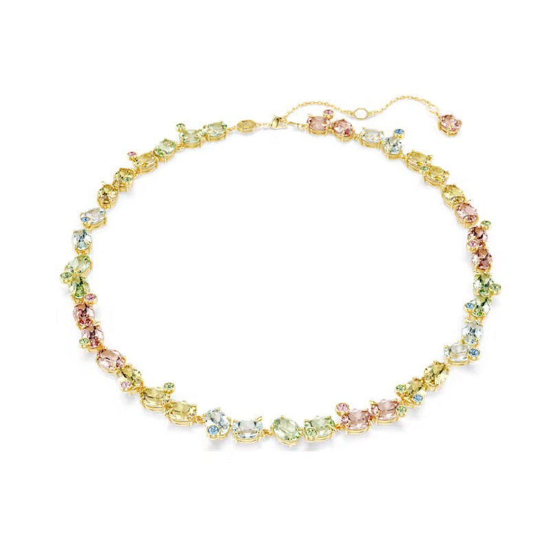Swarovski Gema Tennis necklace Mixed cuts, Multicoloured, Gold-tone plated 5714836