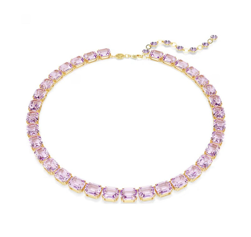 Swarovski Millenia Tennis necklace Octagon cut, Purple, Gold-tone plated 5705754