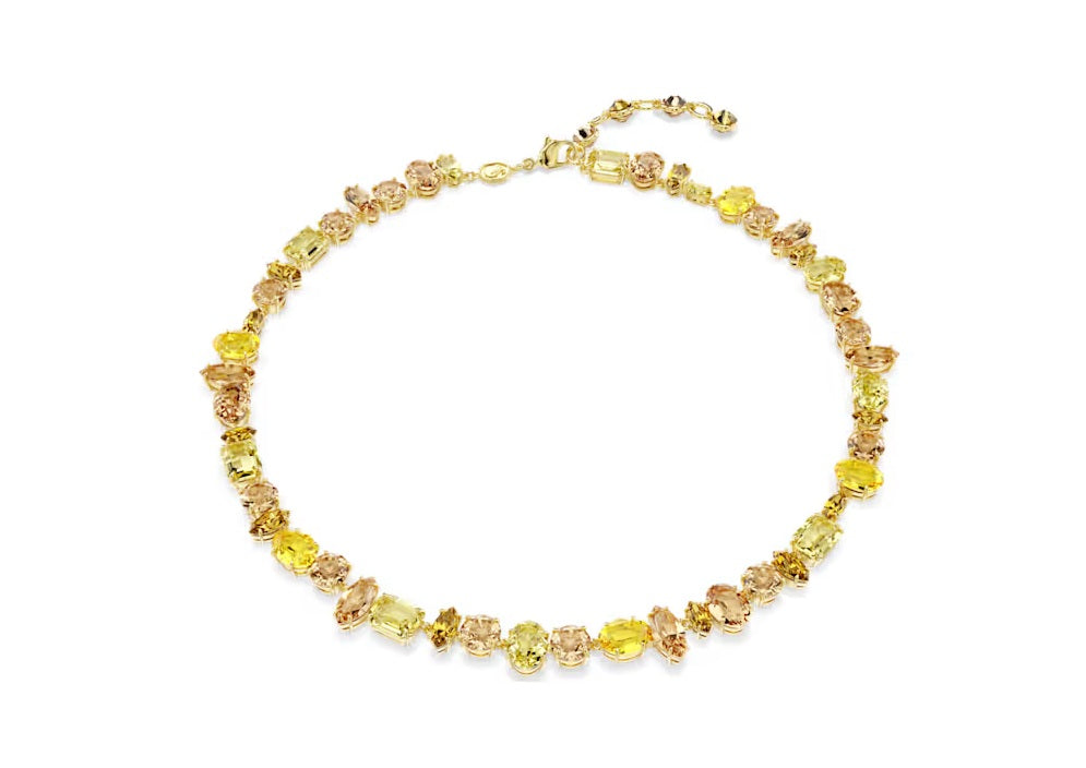 Swarovski Gema Tennis necklace Mixed cuts, Yellow, Gold-tone plated 5718071