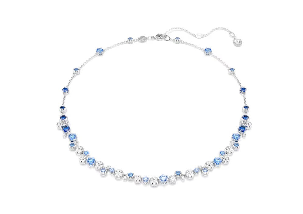 Swarovski Constella necklace Mixed cuts, Blue, Rhodium plated 5732255