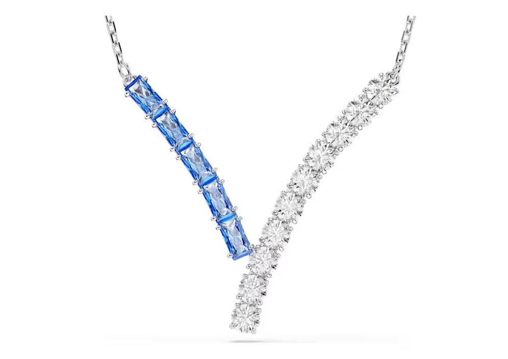 Swarovski Matrix pendant Mixed cuts, Blue, Rhodium plated 5732265
