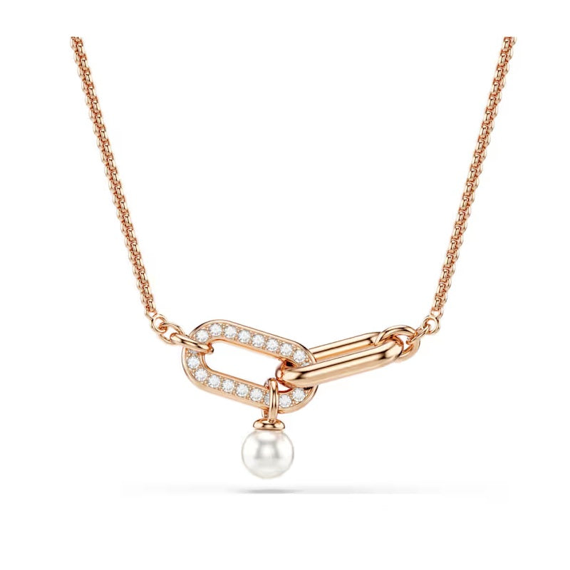 Swarovski Constella pendant Crystal pearl, Round cut, White, Rose gold-tone plated 5728589
