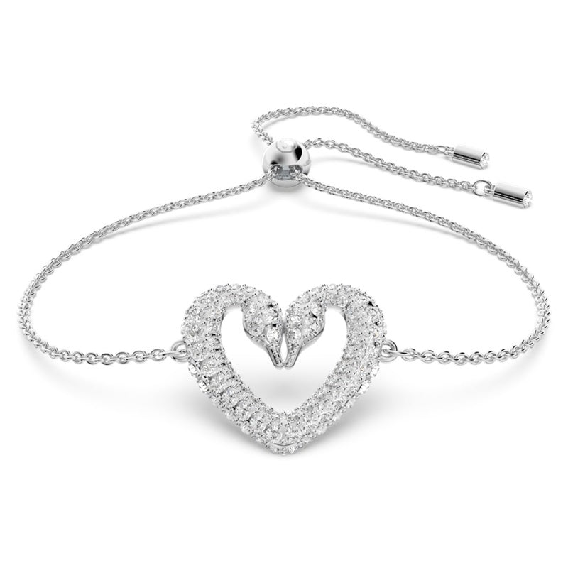 Swarovski Una Bracelet Heart, Small, White, Rhodium Plated 5625534