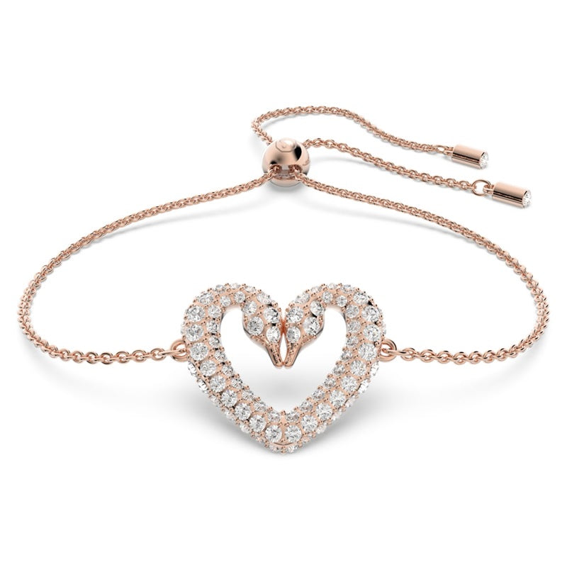 Swarovski Una Bracelet Heart, Small, White, Rose-Gold Tone Plated 5628658