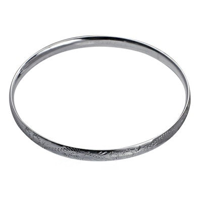 Parrys Jewellers Silver Engraved Solid Comfort Fit Bangle 64mm