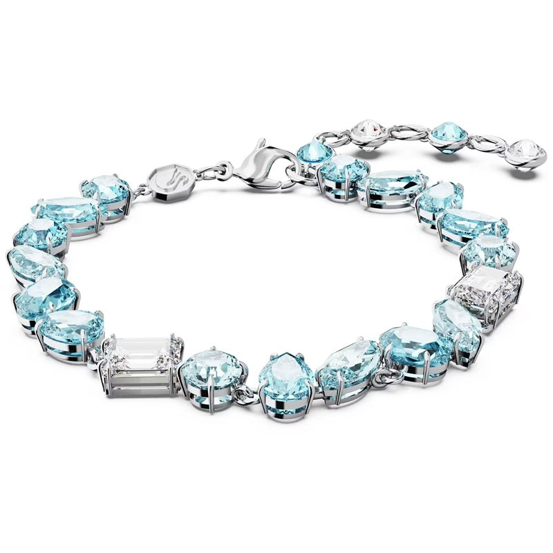 Swarovski Gema bracelet Mixed cuts, Blue, Rhodium plated 5666018