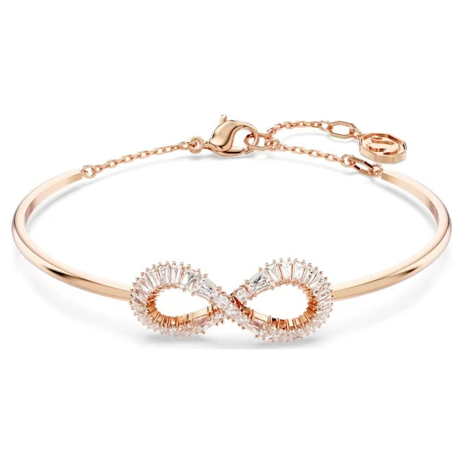Swarovski Hyperbola bangle Infinity, White, Rose gold-tone plated 5679443