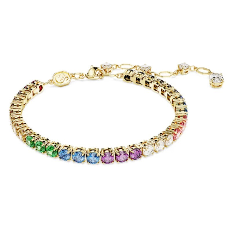 Swarovski Matrix bracelet Round cut, Multicoloured, Gold-tone plated 5688691