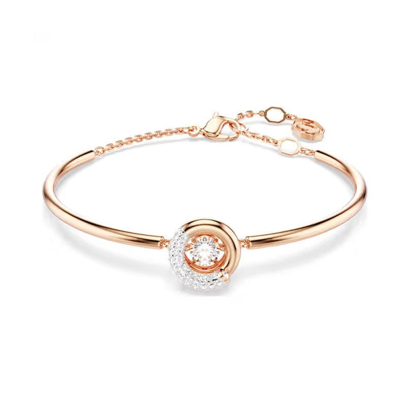 Swarovski Dextera bangle Round cut, White, Rose gold-tone plated 5692259