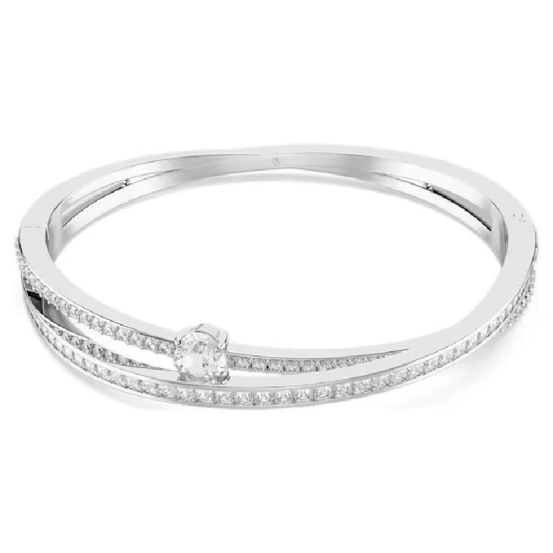 Swarovski Hyperbola Bangle Mixed cuts, White, Rhodium plated 5691225