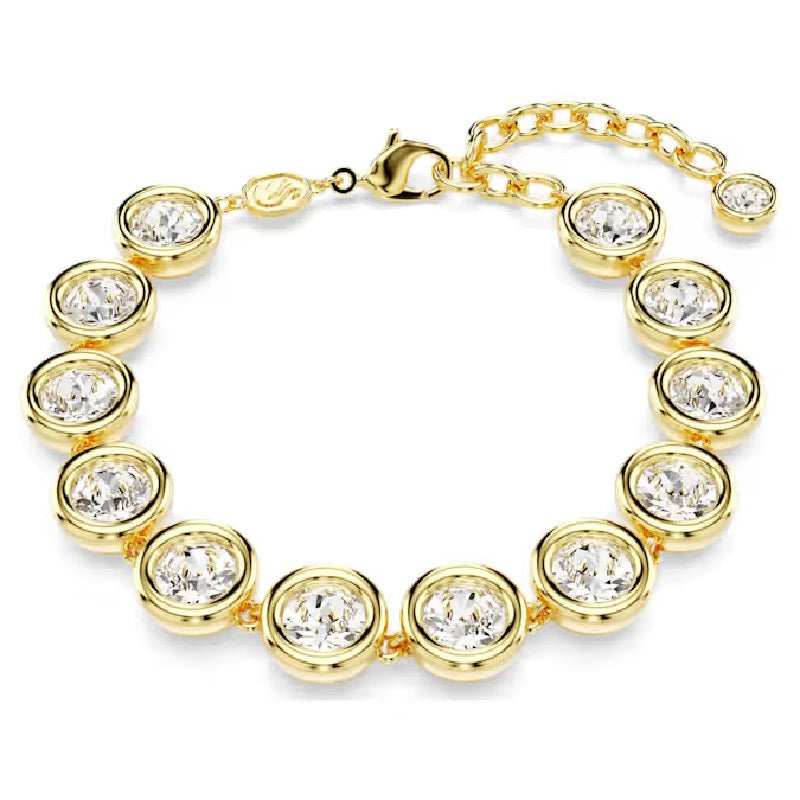 Swarovski Imber Tennis bracelet Round cut, White, Gold-tone plated 5682586