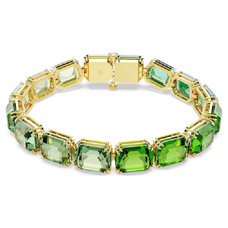 Swarovski Millenia Tennis bracelet Octagon cut, Colour gradient, Green, Gold-tone plated 5671258