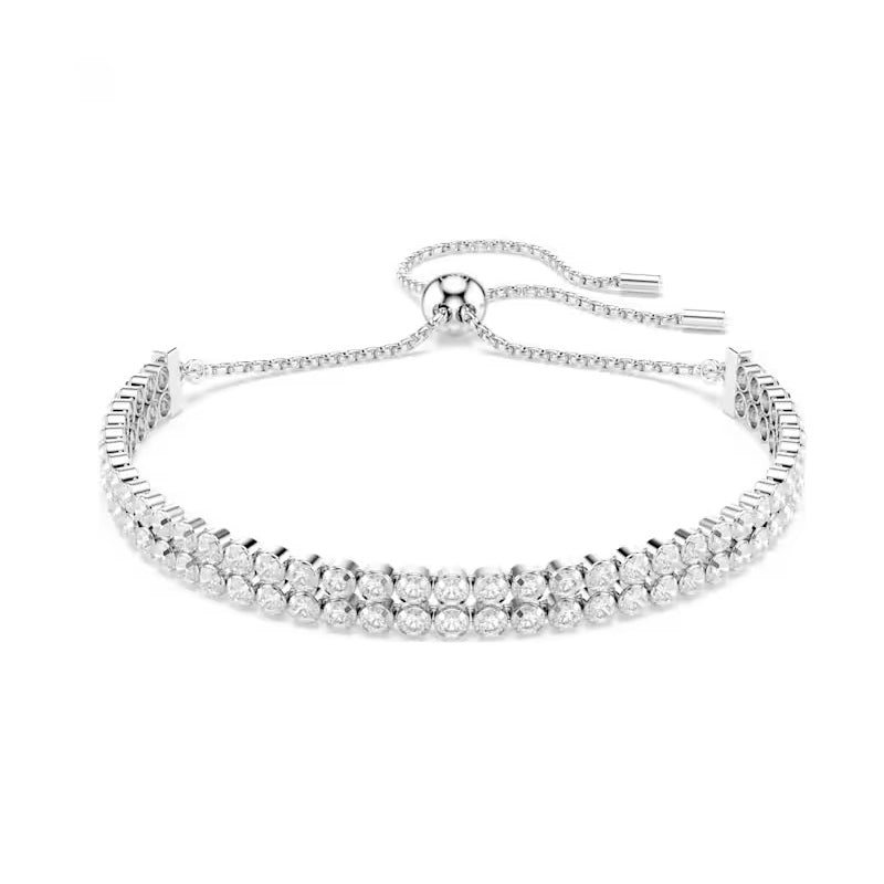 Swarovski Matrix Tennis bracelet Round cut, White, Rhodium plated 5678252