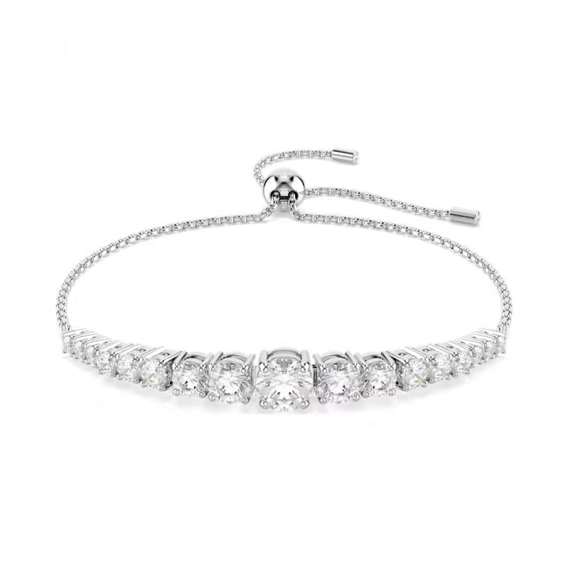 Swarovski Matrix Tennis bracelet Round cut, White, Rhodium plated 5690677