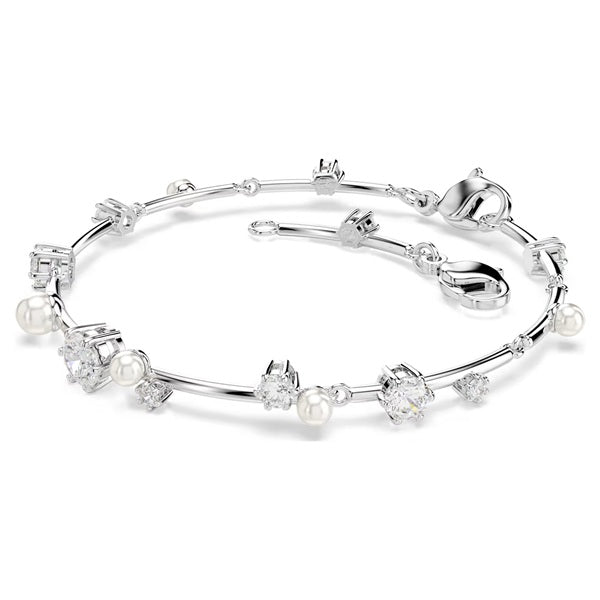 Swarovski Constella Tennis bracelet Crystal pearl, Round cuts, White, Rhodium plated 5707511