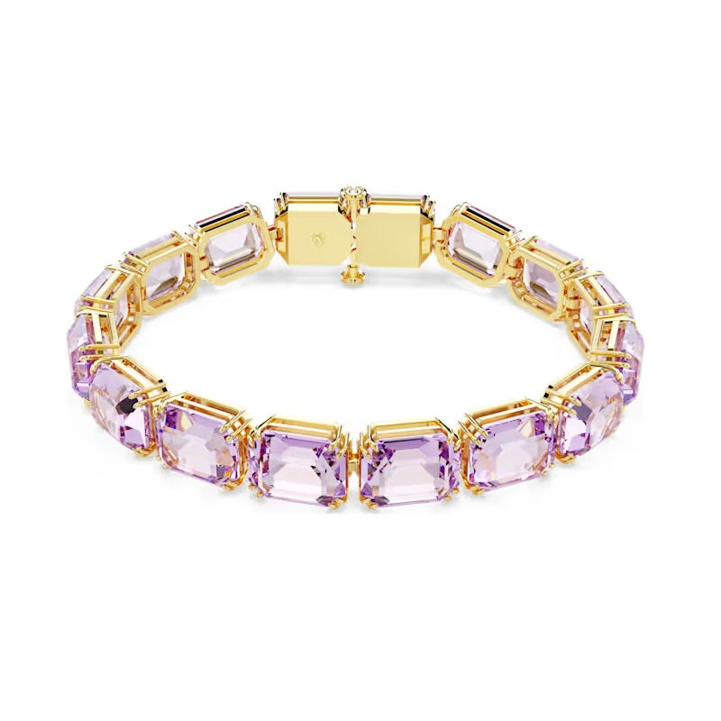 Swarovski Millenia Tennis bracelet Octagon cut, Purple, Gold-tone plated 5720487