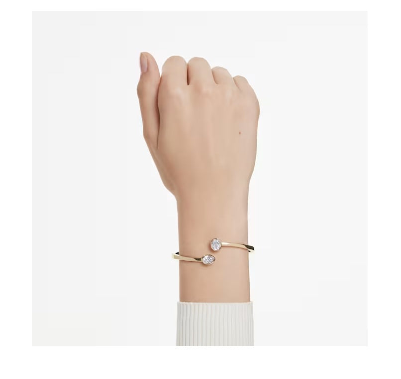 Swarovski Imber bangle Mixed cuts, White, Gold-tone plated 5714315