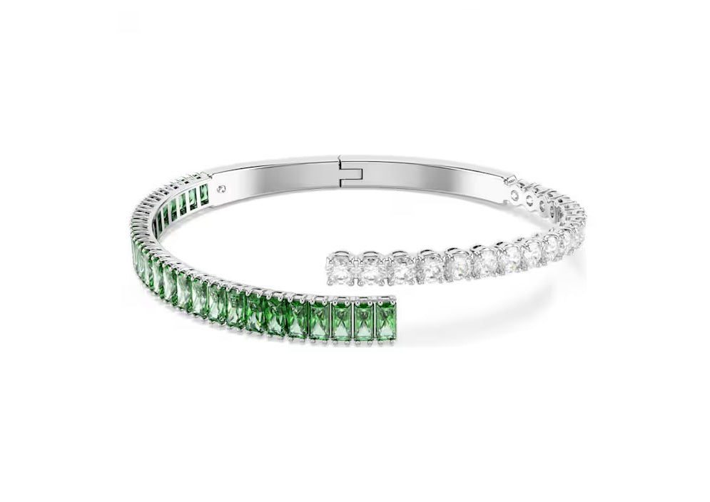 Swarovski Matrix bangle Mixed cuts, Green, Rhodium plated 5722462