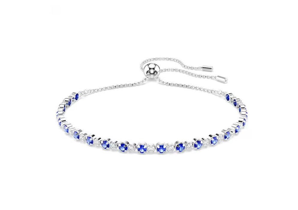 Swarovski Matrix Tennis bracelet Mixed round cuts, Blue, Rhodium plated 5725854