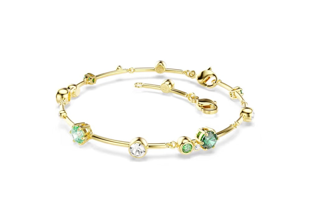 Swarovski Constella bracelet Mixed cuts, Green, Gold-tone plated 5722478