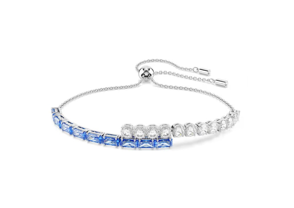 Swarovski Matrix bracelet Mixed cuts, Blue, Rhodium plated 5732266