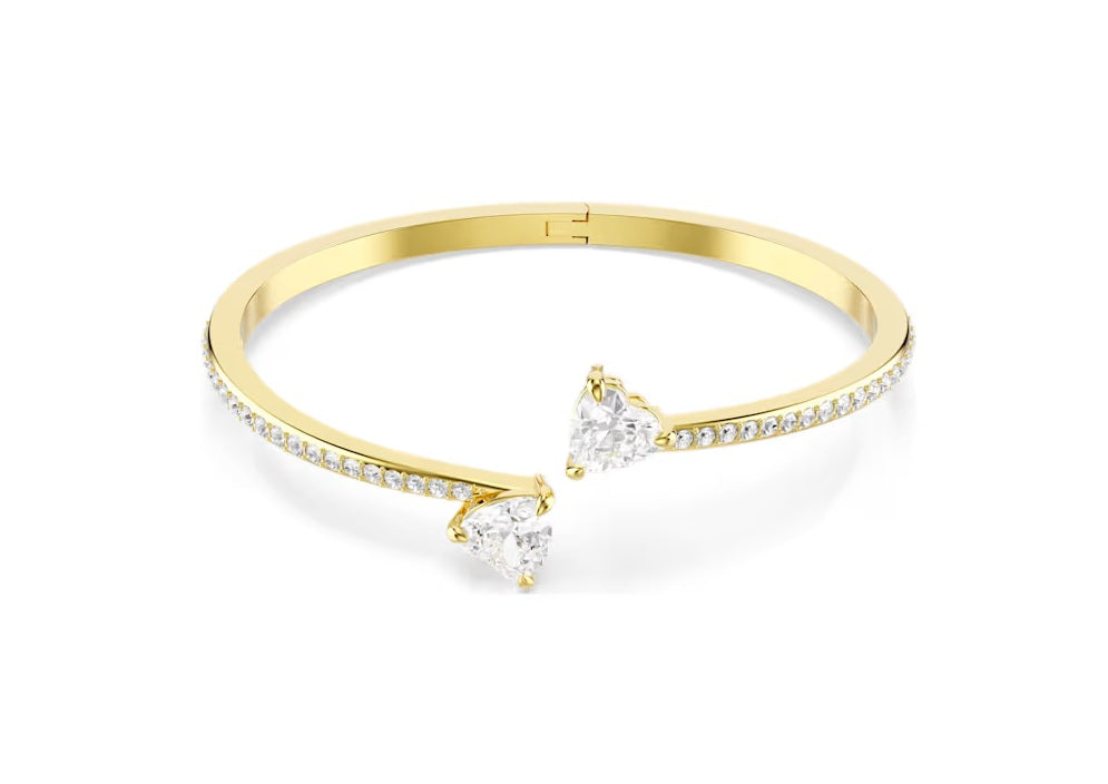 Swarovski Mesmera Attract bangle Heart, White, Gold-tone plated 5733474