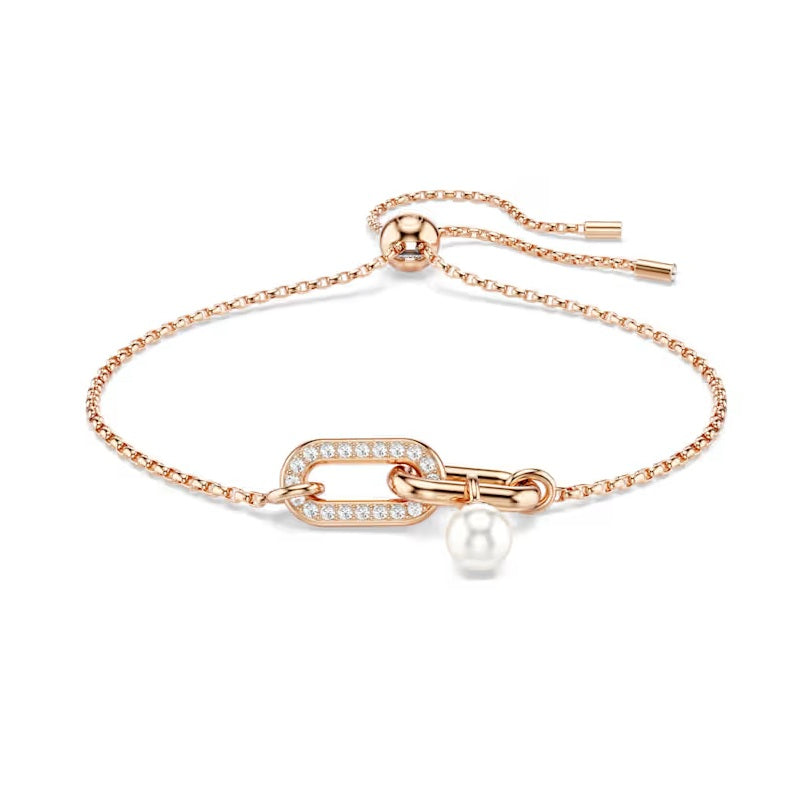 Swarovski Constella bracelet Crystal pearl, Round cut, White, Rose gold-tone plated 5728588