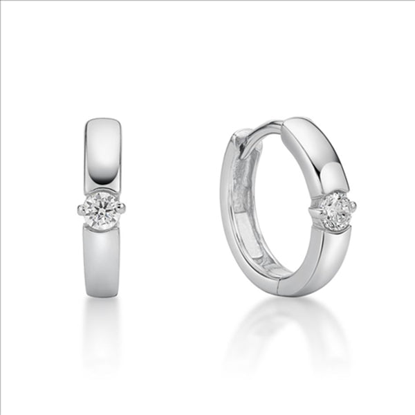 Sterling Silver 3mm Cubic Zirconia Set 10mm I.D. Huggie