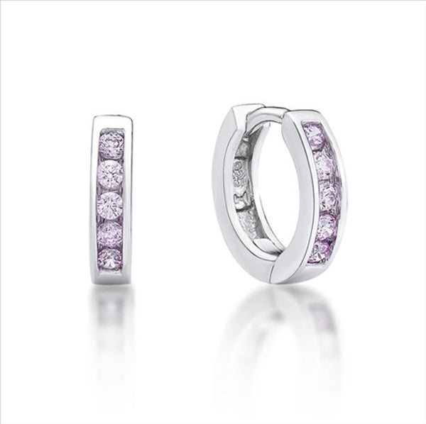 Channel Set Huggie Earrings