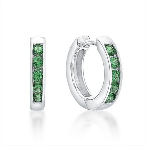 Parrys Jewellers S/Silver Green Cz Huggies