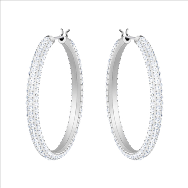 Swarovski Crystal Stone:Pe Hoop Pavé, Large, White, Rhodium plated 5389432