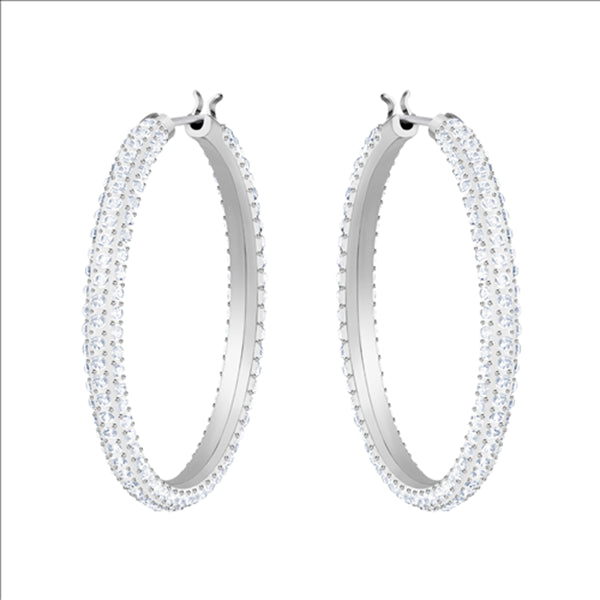 Swarovski Crystal Stone:Pe Hoop Pavé, Large, White, Rhodium plated 5389432