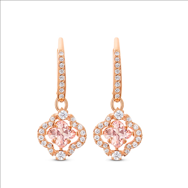 Swarovski Sparkling Dance Drop Earrings Clover, Pink, Rose Gold-Tone Plated 5516477